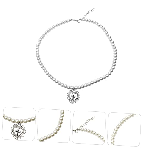 LRXIYODE Perlen Halskette Damen Silber Herz Anhänger Schlüsselbein Kette Einfach Party Schmuck von LRXIYODE