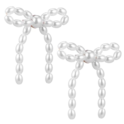LRXIYODE Schleife Perlenohrringe Baumelnd Für Damen Ohrhänger Perlenschmuck Modeschmuck Filigran Stilvoll Elegant Alltags Accessoire Geschenk Anlass von LRXIYODE