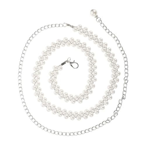 LRXIYODE Perlen Taillenkette Damen Verstellbarer Bauchkettengürtel mit Kunstperlen für Frauen Eleganter Körperkettenschmuck für Hochzeiten und Strandpartys von LRXIYODE