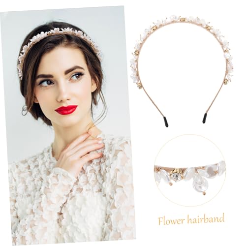 LRXIYODE Perlen blumen haarreif Damen Handgefertigt Resin Perlen Haarschmuck Elegant Rutschfest Für Hochzeit Party Alltag von LRXIYODE
