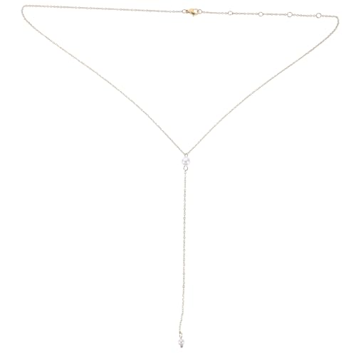 LRXIYODE Perlenkette Damen Leichte Hautfreundliche Halskette mit Goldfarbenem Finish Verstellbar Schmuckkette für Alltag und Besondere Anlässe von LRXIYODE