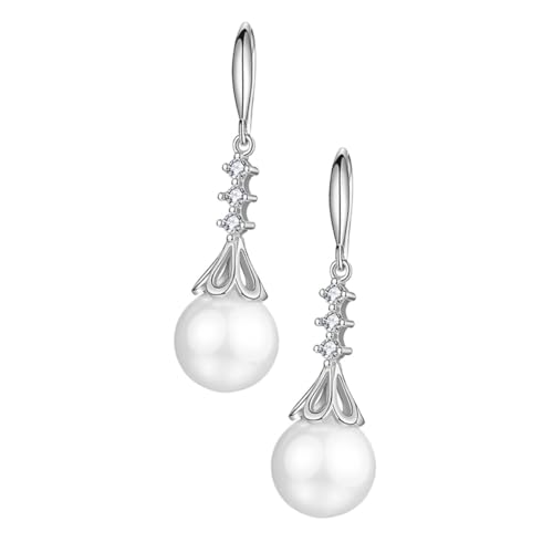 LRXIYODE Perlenohrringe Hängend Tropfen Ohrhänger Damen Edelstahl Strass Schmuck Party Alltag Zubehör von LRXIYODE