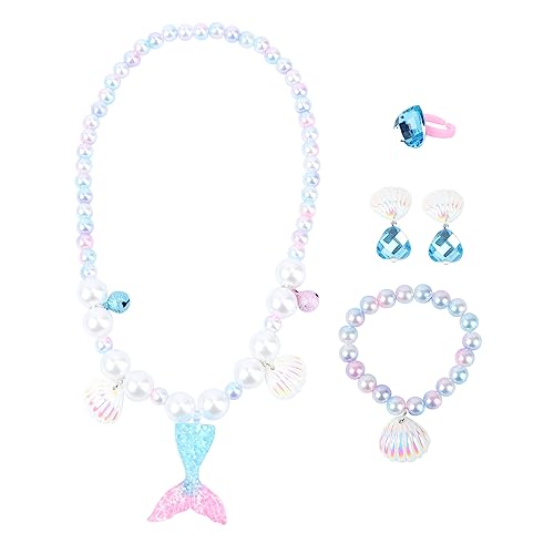 LRXIYODE Perlenschmuck Set Meerjungfrau Stil Teiliges Armband Halskette Set für Mädchen Party Accessoires mit Langlebigem Glanz und Komfortablem Design von LRXIYODE