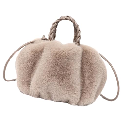 LRXIYODE Plüsch Damen Schultertasche Crossbody Umhängetasche Kuscheliger Handtasche Tote Bag für Reisen und Alltag Karikatur Stil in Khaki von LRXIYODE