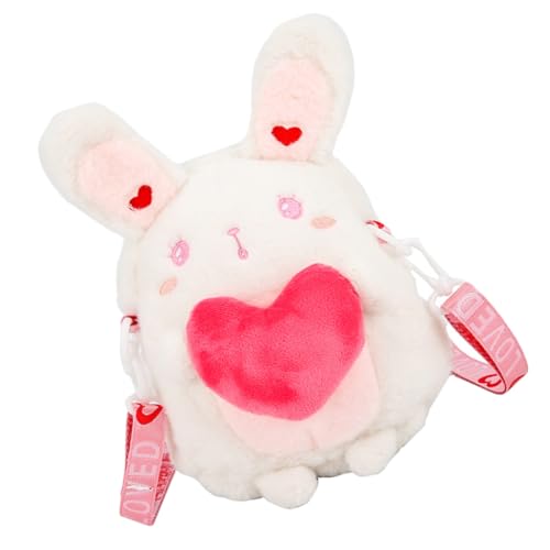LRXIYODE Plüsch Umhängetasche Mädchen Herz Kaninchen Motiv Kuscheltier Crossbody Bag Kreativ Weiß für Alltag Kosmetik Smartphone Geldbörse von LRXIYODE