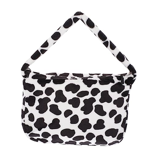 LRXIYODE Plüsch Unterarmtasche Damen Modisch Leichte Schultertasche mit Spots design Vintage Kuhfell Muster für Alltag Party Shopping und Reisen von LRXIYODE