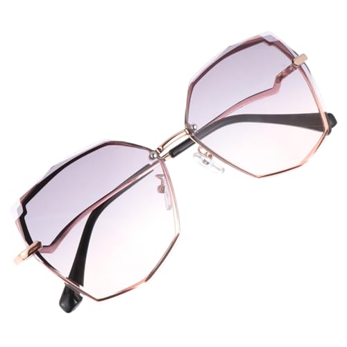 LRXIYODE Polygonale Sonnenbrille Damen Herren Modisch UV Schutz Metallbügel Partybrille Einteiliges Nasenpad All Match Ocean Piece Design von LRXIYODE