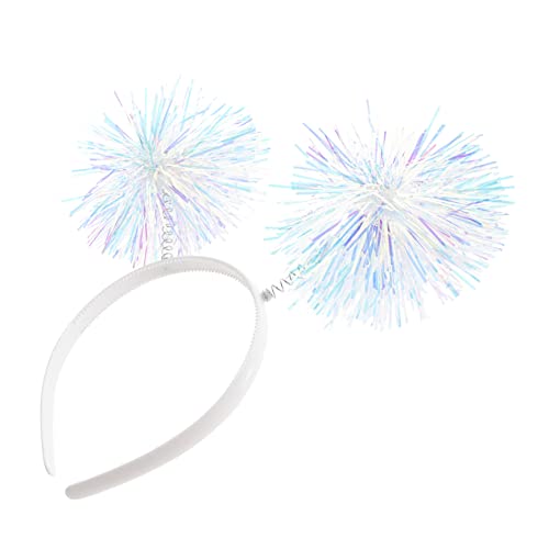 LRXIYODE Pompom Haarreif mit Flexiblen Antennen Party Stirnband für Damen und Teens Weißes Geburtstags Accessoire Glänzend Langlebig für Karneval Kostümparty Fotoshooting und Valentinstags von LRXIYODE