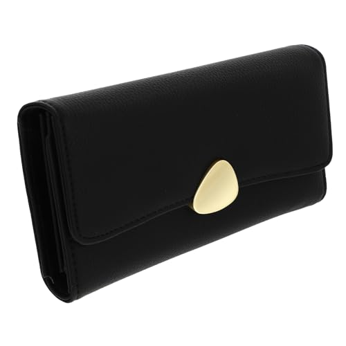 LRXIYODE Praktische Damen Geldbörse PU Lang Portemonnaie mit Reißverschluss Multifach Aufbewahrung für Karten Münzen Quittungen für Shopping Reisen Alltag Schwarz von LRXIYODE