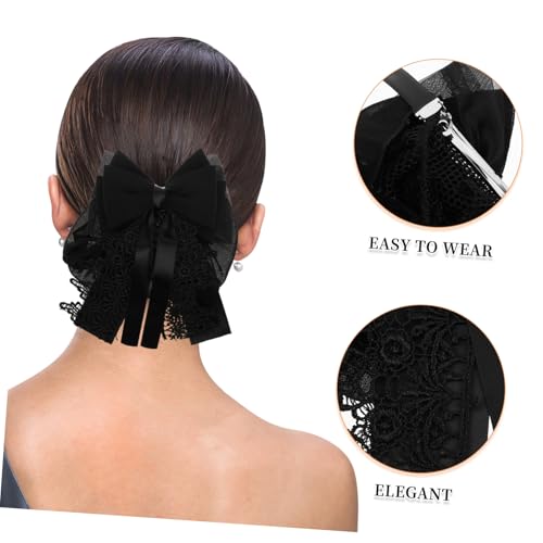 LRXIYODE Professionelles Haarnetz mit Schwarzem Stoff-bowknot Elastischer Haarklammer Netz-snood für Damen Schnelles Styling Sicherer Halt für Büro Tanz und Beruf von LRXIYODE