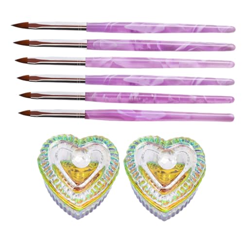 LRXIYODE Professionelles Nageldesign Glascrystalbecher mit Deckel Teilig Acryl Wellen Nail Art Pinsel Stifte für Gel Polish Muster Punkte Nagelkunst Zubehör für Salon Zuhause von LRXIYODE