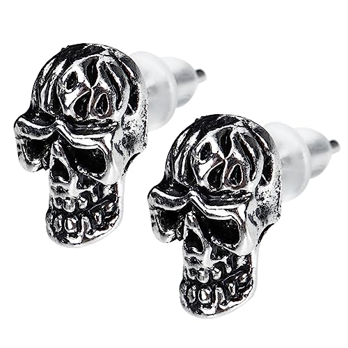LRXIYODE Punk Schädel Ohrstecker für Herren und Jungen Gothic Piercing Schmuck Vintage Skull Design Halloween Accessoire Ohrstecker mit Langlebiger Verarbeitung von LRXIYODE