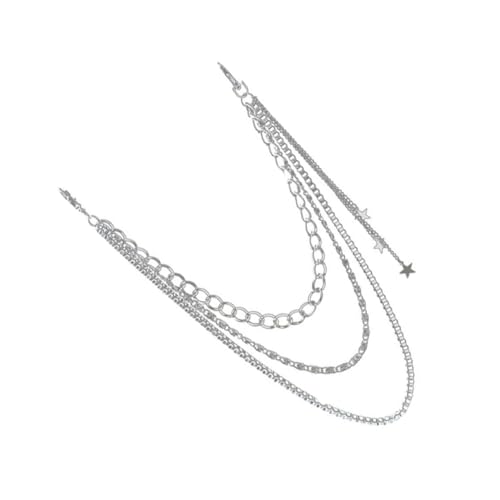 LRXIYODE Punk Style Taillenkette aus Silbernem Legierungsstahl Vielseitige Mehrlagige Gürtelkette mit Sternanhänger für Jeans Lederhosen Röcke Modisches Accessoire für Damen und Herren von LRXIYODE