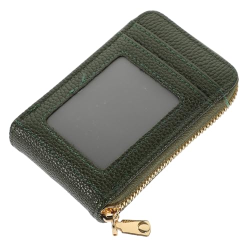 LRXIYODE RFID Schutz Kartenetui Kapazität Multifunktionaler Kartenhalter mit Reißverschluss Organizer für Kreditkarten Ausweise Visitenkarten Geeignet für Büro und Alltag Dunkelgrün von LRXIYODE