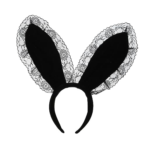 LRXIYODE Rabbit Ear Haarreif für Cosplay Hasenohren Accessoire Schwarz für Partys und Aufführungen Leicht und Rutschfest für Fotos und Feste von LRXIYODE