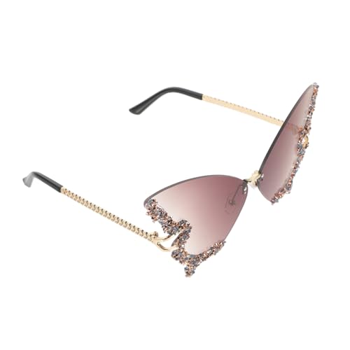 LRXIYODE Randlose Leichte Party Sonnenbrille mit Uv Schutz Glitzerndes Schmetterlingsdesign Stilvolle Foto Requisite für Frauen und Männer für Strand Festival und Alltag von LRXIYODE