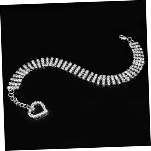 LRXIYODE Reihiges funkelndes Hundehalsband mit Herz Anhänger Verstellbares Schmuckstück für Kleine Hunde Weiße Halskette als Modisches Accessoire und Foto Requisite S von LRXIYODE