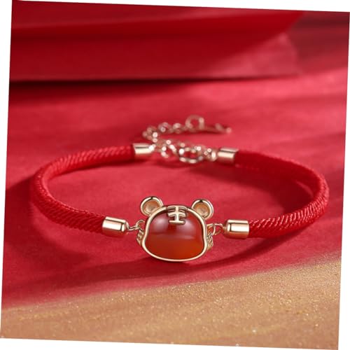LRXIYODE Reines Silber Armband Rotes Geflochtenes Seil Symbolisch Glücksbringer Tiger Design Für Damen Und Herren Perfektes Neujahr Und Geburtstag von LRXIYODE