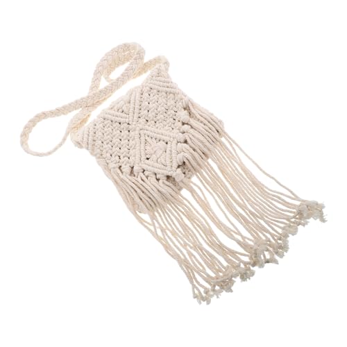 LRXIYODE Retro Baumwoll Umhängetasche Damen Handgefertigt Geflochtene Quasten Schultertasche Vielseitig Tragbar Vintage Crossbody Tote Stilvoll Elegant Alltag von LRXIYODE