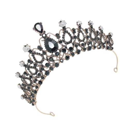 LRXIYODE Retro Braut Krone Haarschmuck Barock Stil Schwarz Luxus Tiara Elegant für Hochzeit Party Brautjungfer und Fotoshootings von LRXIYODE