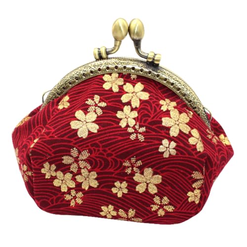 LRXIYODE Retro Cherry Blossom Münzbeutel Vintage Stil Portables Portemonnaie mit Gilding Muster als Geschenk für Damen und Mädchen von LRXIYODE