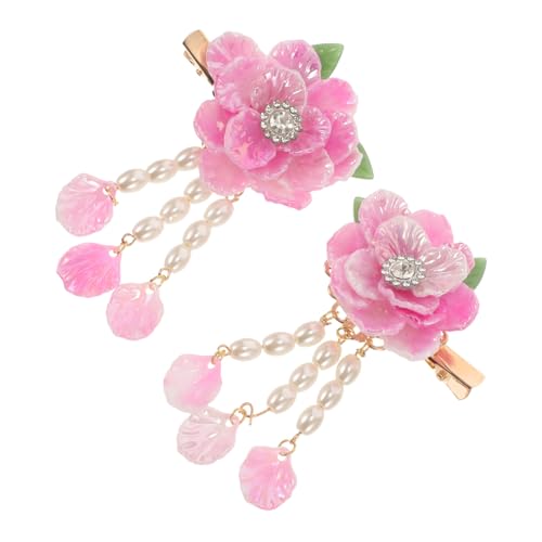 LRXIYODE Retro Chinesischer Haarschmuck Damen Eleganter Blüten haarclip mit Perlen und Quaste DIY Material für Hanfu stil Handgefertigter Vintage Haarspange Zartes Barrette accessoire von LRXIYODE