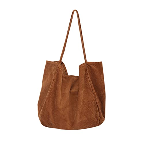 LRXIYODE Retro Corduroy Schultertasche Braun Großes Fassungsvermögen für Einkauf und Freizeit Wiederverwendbare Handtasche Strapazierfähigem Material LRXIYODE Retro Corduroy Schultertasche Braun Großes Fassungsvermögen für Einkauf und Freizeit Wiederverwendbare Handtasche Strapazierfähigem Material von LRXIYODE