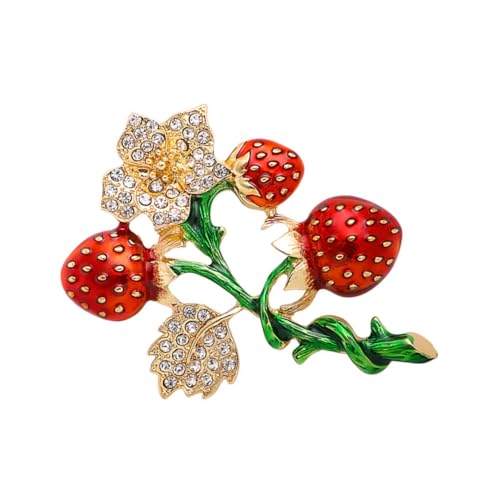 LRXIYODE Retro Erdbeer Brosche Mit Strass Elegante Anstecknadel Für Damen Modische Kleidungsdekoration Charmante Brustnadel Für Mädchen Und Frauen Ein Einzigartiges Accessoire Für Jeden von LRXIYODE