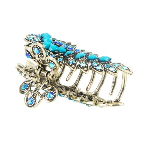 LRXIYODE Retro Haarklammer mit Blauen Strasssteinen Großer Kieferclip für Ponytails Modischer Haarschmuck für Frauen und Mädchen Langlebig und Einfach zu Verwenden für Festliche Anlässe von LRXIYODE