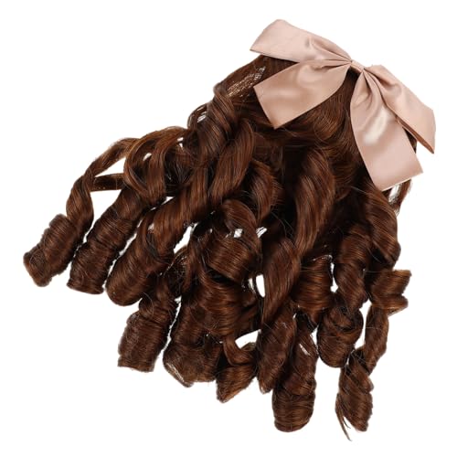 LRXIYODE Retro Locken Pferdeschwanz Perücke für Damen Cosplay Haarverlängerung mit Einsteckkamm Süßem Haarschmuck Leicht zu Tragen für Kostüme und Besondere Anlässe Hellbraun von LRXIYODE