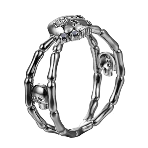 LRXIYODE Retro Schädel Ring Herren Modischer Schwarz Schmuck Kreatives Accessoire für Alltag Party Festival Langlebiger Stilvoller Hand Schmuck von LRXIYODE