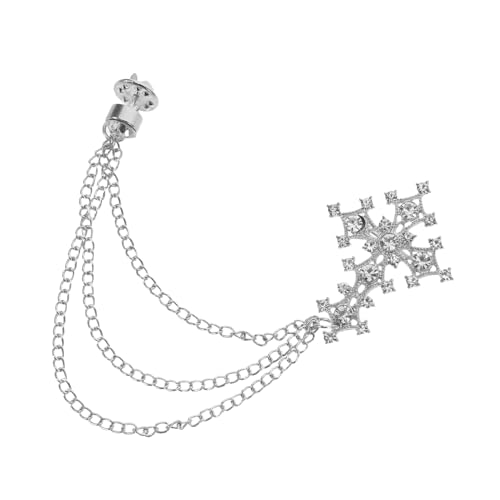 LRXIYODE Retro Strass Kreuzbrosche mit Kettenanhänger Funkelnde Anstecknadel für Mädchen und Damen Vielseitiger Schmuck für Anzug Kleid Schal und Punk Fashion Accessoire in Silber von LRXIYODE