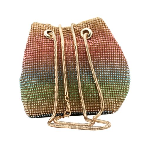 LRXIYODE Rhinestone Abendtasche Damen Bucket Bag mit Glitzer Umhängetasche für Festliche Anlässe Leichte Handtasche mit Modischem Design und Großzügiger von LRXIYODE