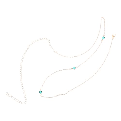 LRXIYODE Rhinestone Body Chain Grün Damen Körper Schmuck Sommer Beach Accessoire Stilvoll Einfach Kombinierbar Strand Schmuck von LRXIYODE