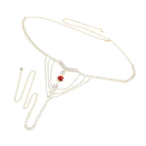 LRXIYODE Rhinestone Body Chain Unterwäsche mit Funkelnden Kristallen Damen Slips für Nachtclub Festival und Party Rote Strass Accessoires Eleganter Körperschmuck für Frauen von LRXIYODE