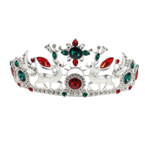 LRXIYODE Rhinestone Braut Tiara mit Schneeflocken und Rentier Silberner Hochzeitsschmuck Leichter Festlicher Kopfschmuck für Frauen Geburtstags Halloween-party Zubehör von LRXIYODE