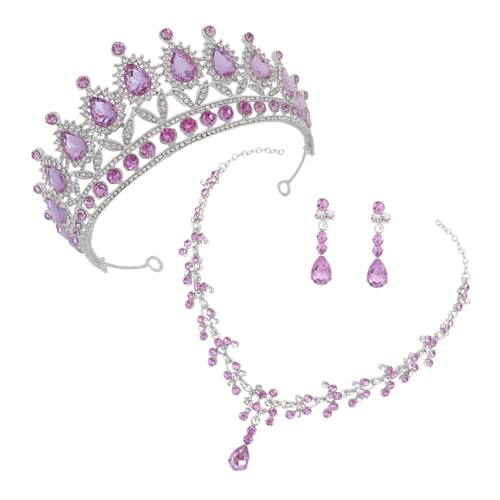 LRXIYODE Rhinestone Brautschmuck Silber mit Tiara Halskette Ohrringe Hochzeit Schmuck für Mädchen Festlich Elegant von LRXIYODE