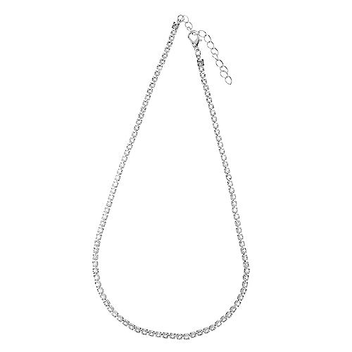 LRXIYODE Rhinestone Halskette Damen Glänzende Clavicle Chain Schmuck Leichtes Design Silberfarbene Kette Elegant für Alltag und von LRXIYODE