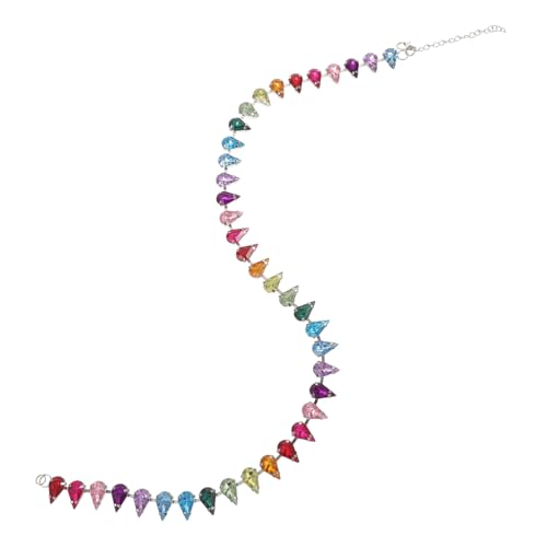 LRXIYODE Rhinestone Halskette Damen Vintage Stil Zarte Bunte Strasssteine Langlebige Kette Modischer Schmuck für Frauen und Teenager Verformungsfest und Einfach zu Tragen von LRXIYODE
