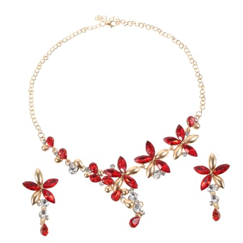 LRXIYODE Rhinestone Halskette Ohrring Set Damen Blumendesign Modisch Hautfreundlich Langlebig Schmuckset Geschenk von LRXIYODE
