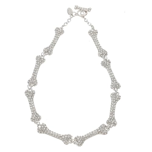 LRXIYODE Rhinestone Knochenkette Damen Halloween Schmuck Clavicle Chain mit Kristallen Halskette für Frauen Cooles Design von LRXIYODE