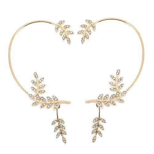 LRXIYODE Rhinestone Ohrclips Piercing freie Ohrklemmen mit Baumblatt Design Modische Abnehmbare Ohrschmuckstücke für Damen Silberfarbene Ohrklemme Rechts Links Eleganter Ohrschmuck von LRXIYODE