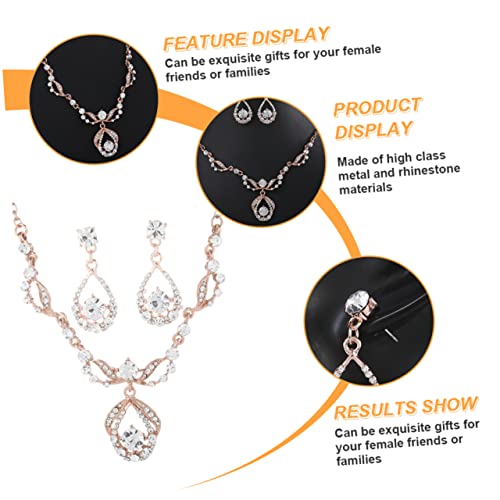LRXIYODE Rhinestone Schmuckset Damen Teiliges Brautschmuck Halskette und Ohrringe Hochzeit Geschenkset Modisch Elegant für Festliche Anlässe Valentinstag Muttertag Geburtstag von LRXIYODE