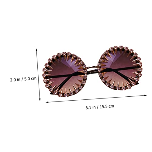 LRXIYODE Rivet Nieten Vintage Sonnenbrille mit Strass Damen Runde Retro Brille Party Accessoire Modisch Leicht von LRXIYODE