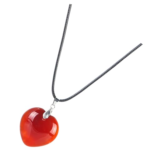 LRXIYODE Rote Achat Herzanhänger Halskette Damen Schmuck Pullover Kette Modisch Elegant für Alltag Büro Party von LRXIYODE