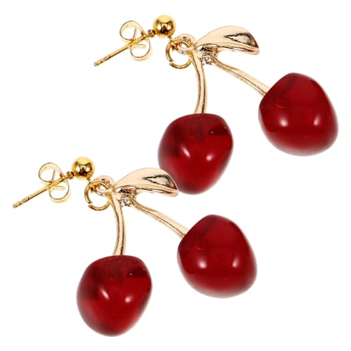 LRXIYODE Rote Kirschohrringe Damen Baumelnde Fruchtige Ohrstecker Schmuck Party Alltag von LRXIYODE