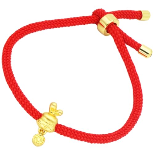 LRXIYODE Rotes Schutzarmband mit Hasen Anhänger Handgefertigtes Chinesisches Neujahrs Schmuckstück für Damen und Schüler Verstellbares Fadenarmband als zur Einschulung von LRXIYODE