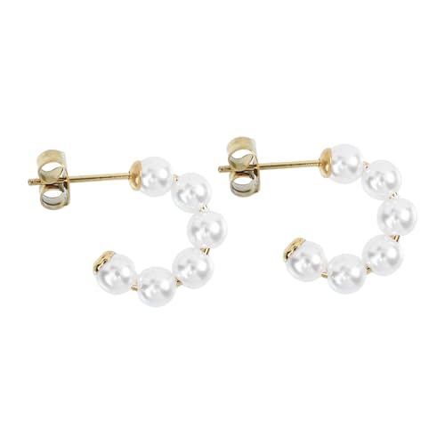 LRXIYODE Runde Perlen Ohrstecker Damen Eleganter Schmuck mit Künstlichen Perlen Kleine Creolen Hypoallergen für Mädchen und Frauen von LRXIYODE