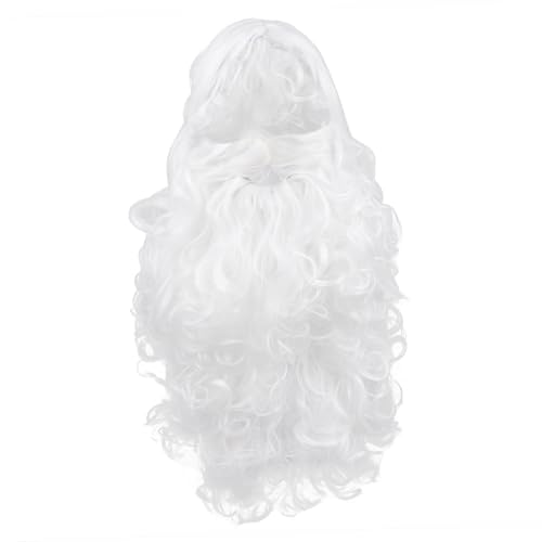 LRXIYODE Santa Claus Perücken Set Weiß Cosplay Kostüm Zubehör für Weihnachtsmann Verkleidung und Angenehm für Weihnachtsfeiern und Karneval von LRXIYODE