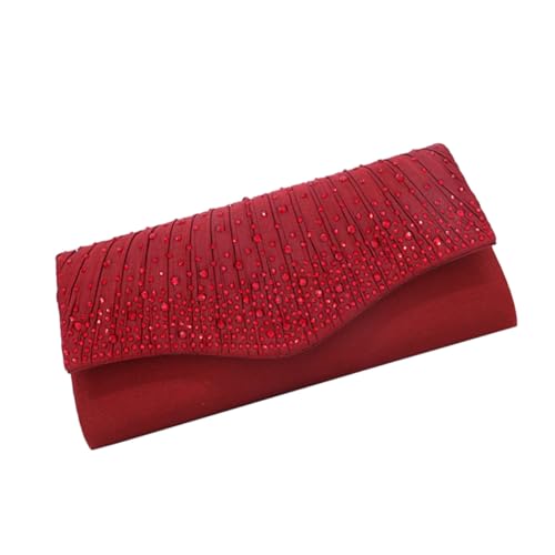 LRXIYODE Satin Clutch Handtasche mit Strasssteinen Magnetischem Verschluss und Kette Stilvolle Abendtasche für Hochzeit Party Ball und Festliche Anlässe Modische Damen Umhängetasche in von LRXIYODE